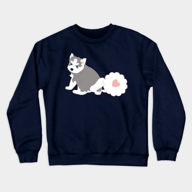 Farting Siberian Husky Puppy Crewneck Sweatshirt by LulululuPainting